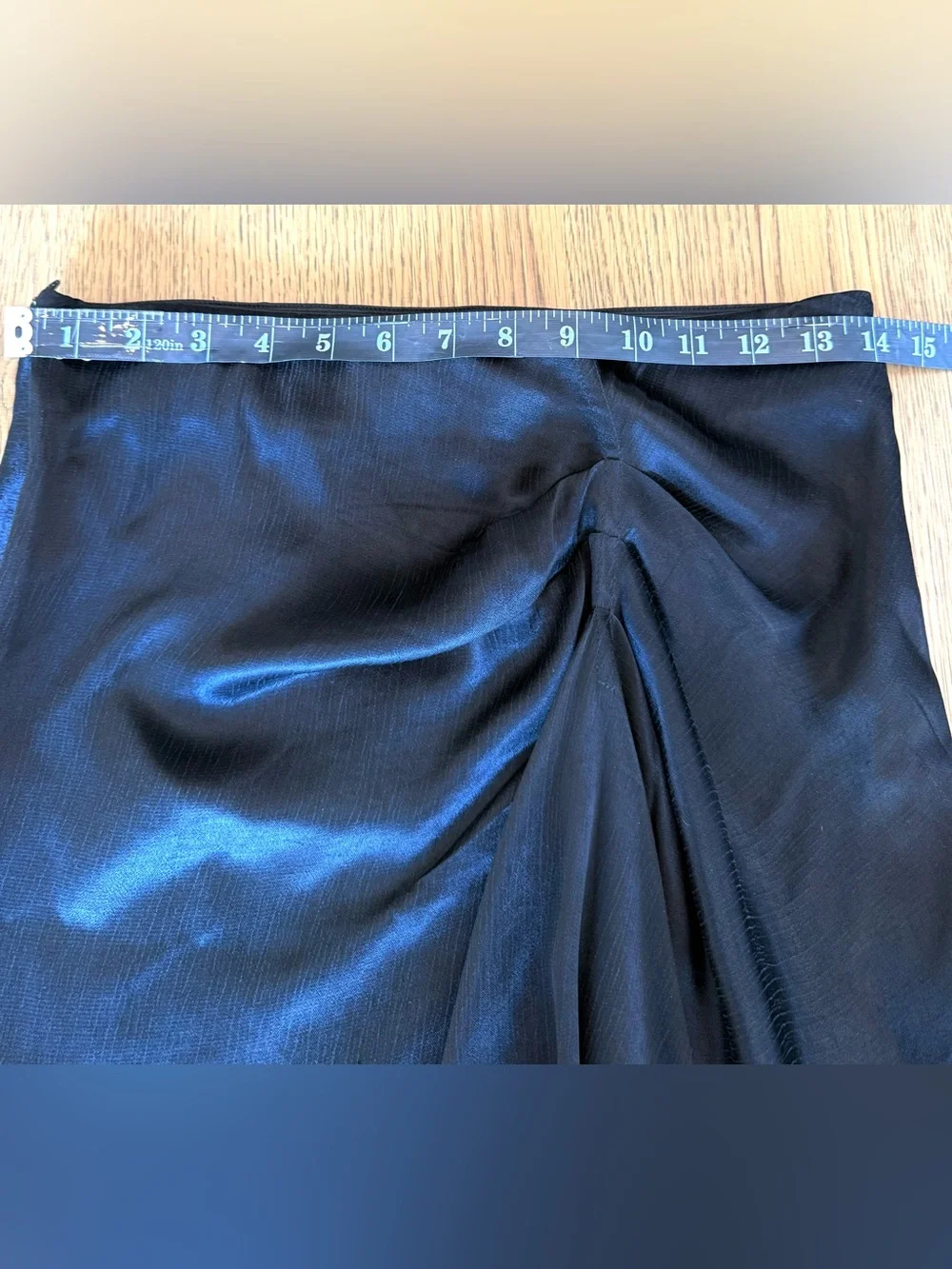 ba&sh Black Nelly Midi Skirt Satin Twist Front Draped Bias Cut Designer Size L